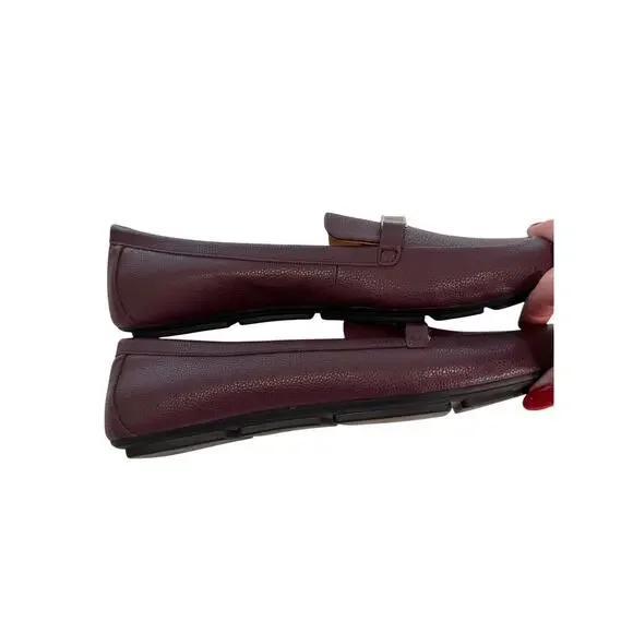 Calvin Klein Burgundy Leather Slip-On Loafers Metal Accent 11 - Picture 4 of 8